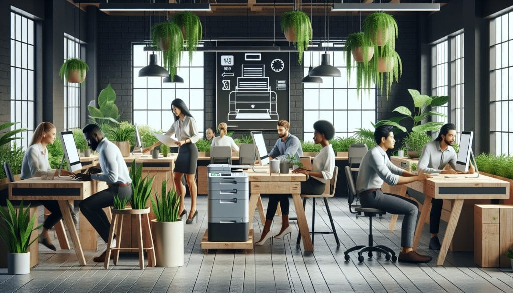 Nachhaltige Bürogestaltung: Drucker und Möbel